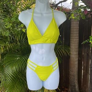 SHIMMER BAY Neon Yellow Bikini size medium